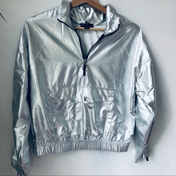 Vintage LOVE Silver Metallic Summer Lightweight Pullover Jacket Size S - Picture 5 of 12